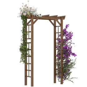 Outsunny 7' Wooden Steel Garden Arbor with Fir Wood & Side Panel for Wedding & Ceremony, Outdoor Garden Arched Trellis for Climbing Vines, Carbon Outsunny 7' Wooden Steel Garden Arbor with Fir Wood & Side Panel for Wedding & Ceremony, Outdoor Garden Arched Trellis for Climbing Vines, Carbon